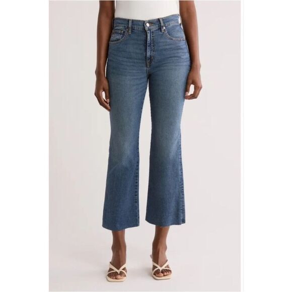 Etica Anthropologie Anya High Rise Modern Flare Jean Raw hem Northport sz 29 NWT - Picture 1 of 15